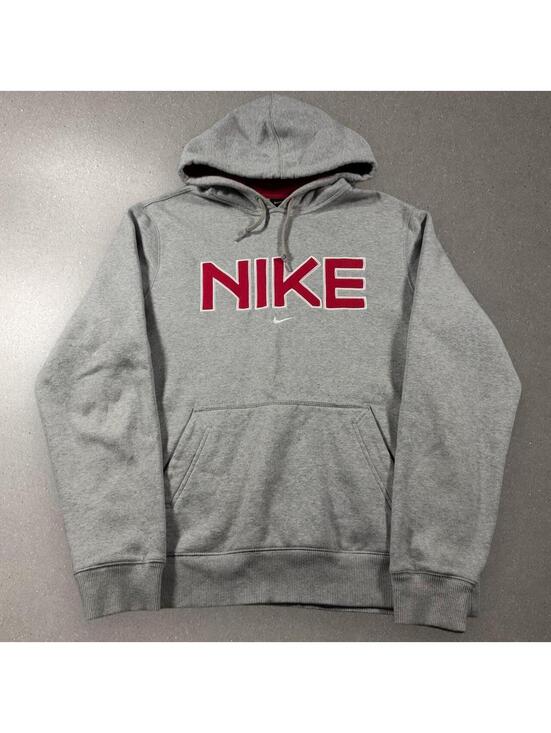 Nike Other - y2k nike center swoosh gray and red spellout hoodie - men's large!